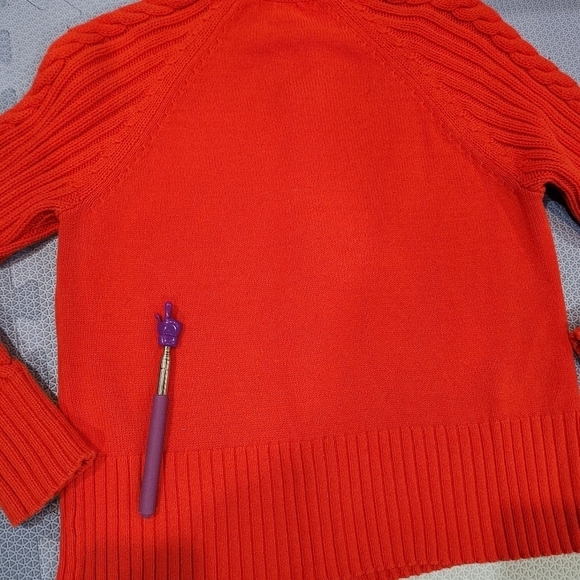 Liz Claiborne Women's Sweater Cardigan Full Zip Cable Knit Sleeves Orange Size M - Picture 4 of 9